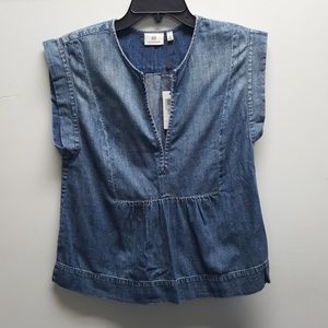 AG Adriano Goldschmied Trista V-Neck Denim Top